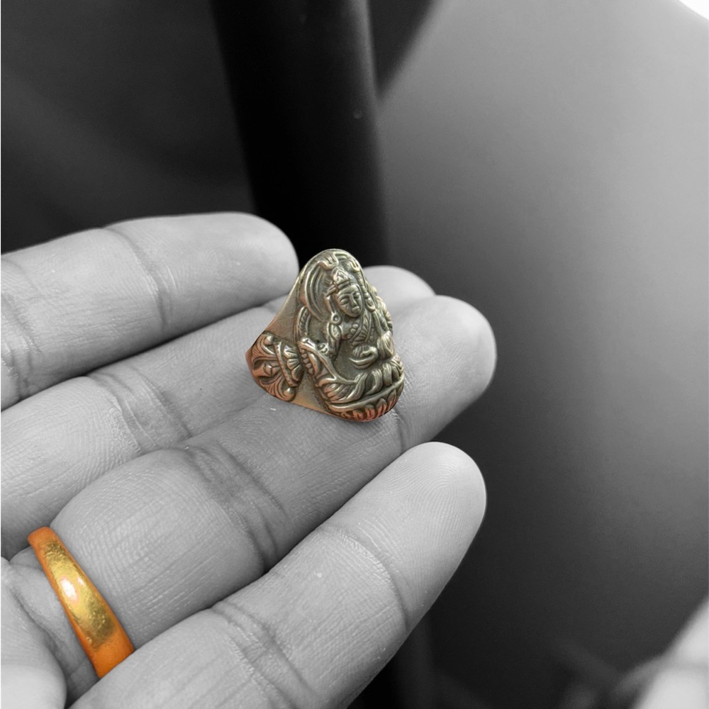925 Sterling Silver Lakshmi Ring – Size 6.5 – Goddess of Wealth